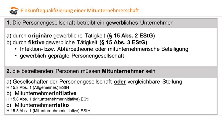 Einkünftequalifizierung einer Mitunternehmerschaft